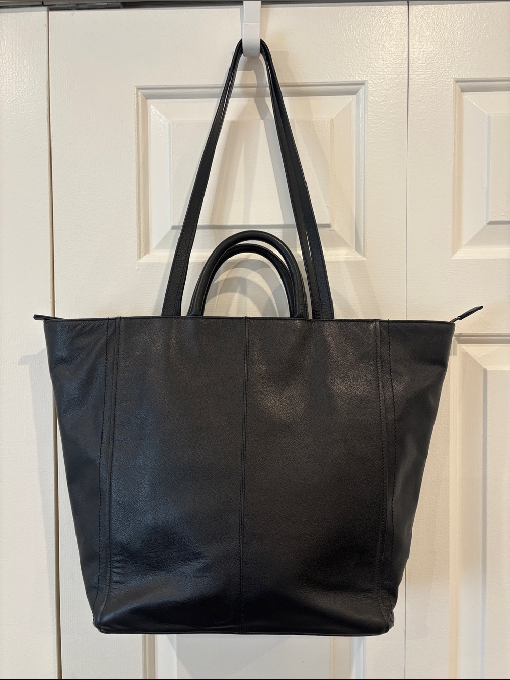 Lucky Brand Black Leather Tote with Long Shoulder Straps